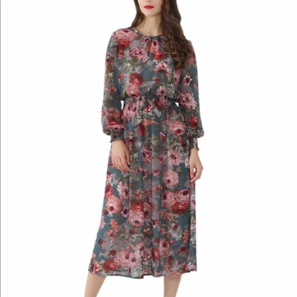 Floral Vintage Midi Dress